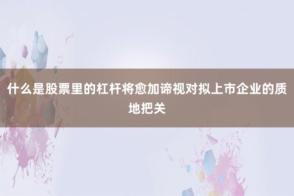 什么是股票里的杠杆将愈加谛视对拟上市企业的质地把关