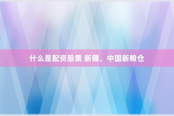 什么是配资股票 新疆，中国新粮仓